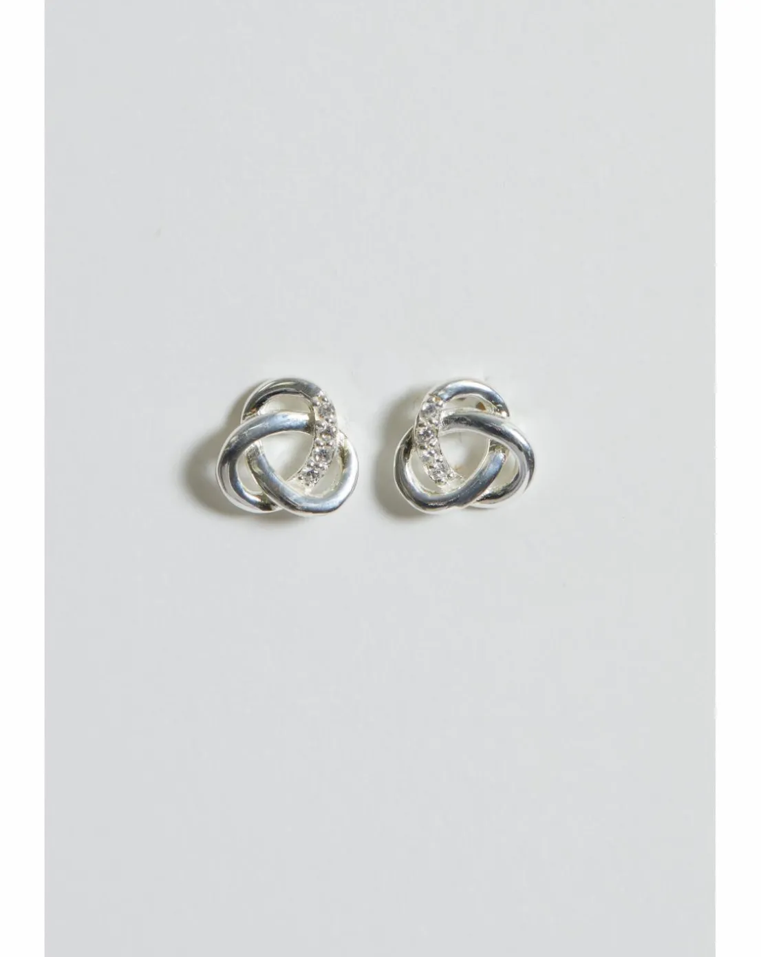 Simply Silver Sterling Silver 925 Polished Cubic Zirconia Woven knot Studs