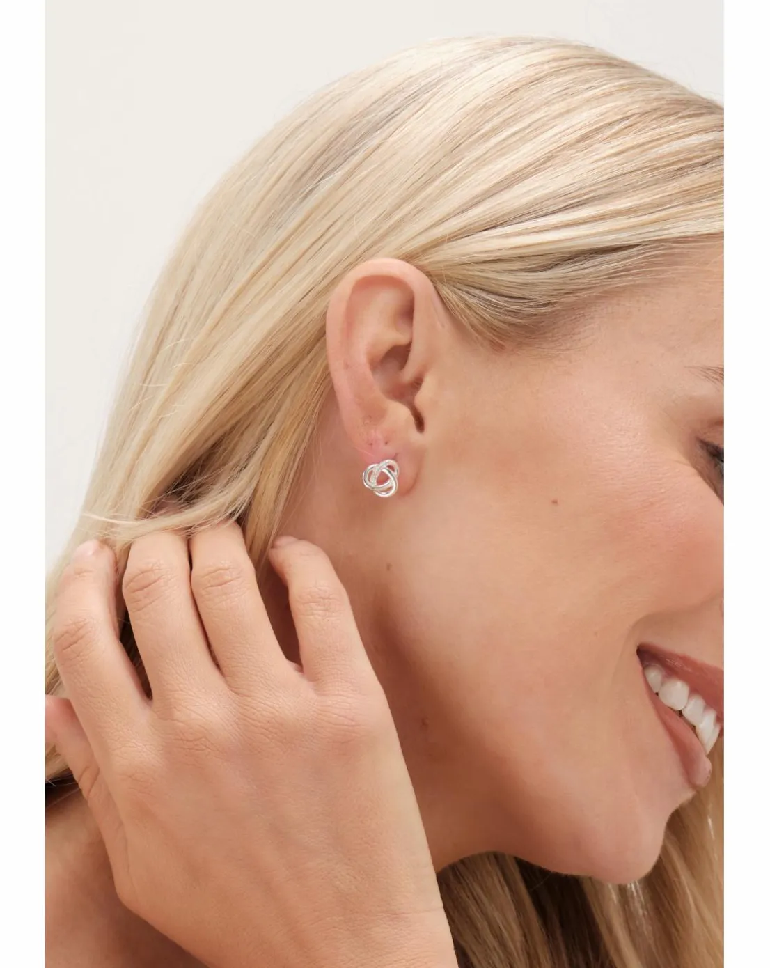 Simply Silver Sterling Silver 925 Polished Cubic Zirconia Woven knot Studs