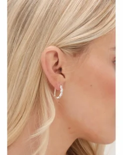 Simply Silver Sterling Silver 925 Polished Cubic Zirconia Plaited Hoop Earrings