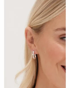 Simply Silver Sterling Silver 925 Polished Cubic Zirconia Plaited Hoop Earrings