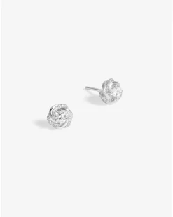 Simply Silver Sterling Silver 925 Polished And Cubic Zirconia Knot Stud Earrings