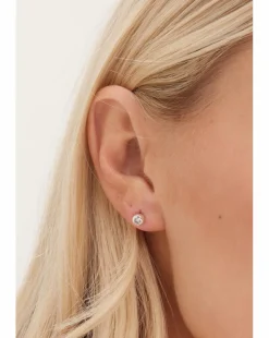 Simply Silver Sterling Silver 925 Polished And Cubic Zirconia Stud Earrings