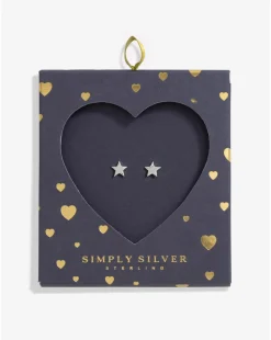 Simply Silver Sterling Silver 925 Star Stud Earrings - Gift Boxed