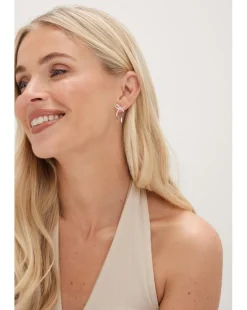 Simply Silver Sterling Silver 925 Polished and Pave Bow Stud Earrings