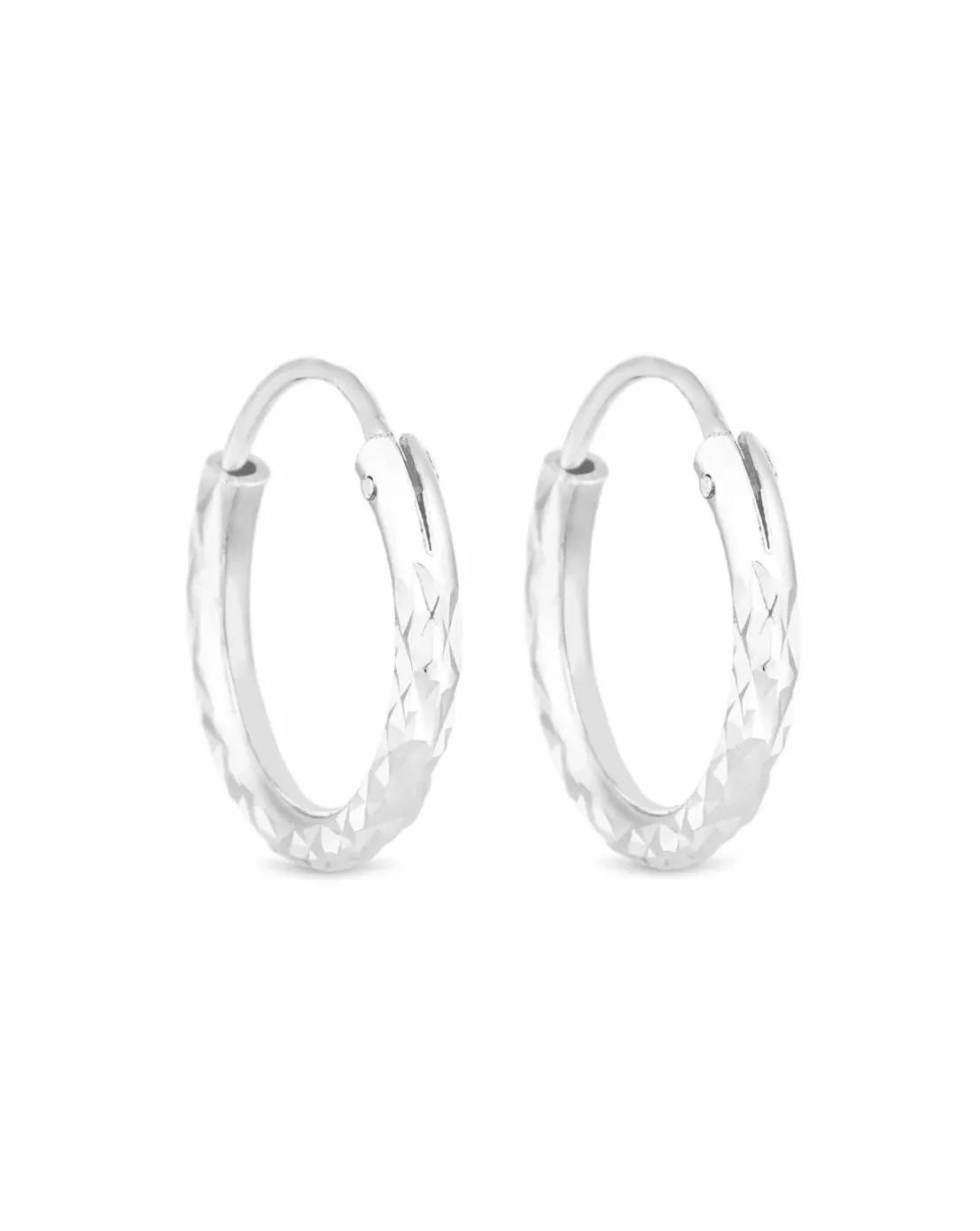 Simply Silver Sterling Silver 925 Silver Mini Diamond Cut Hoop Earrings
