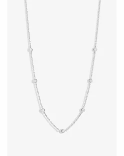 Simply Silver Sterling Silver 925 Station Crystal Necklace