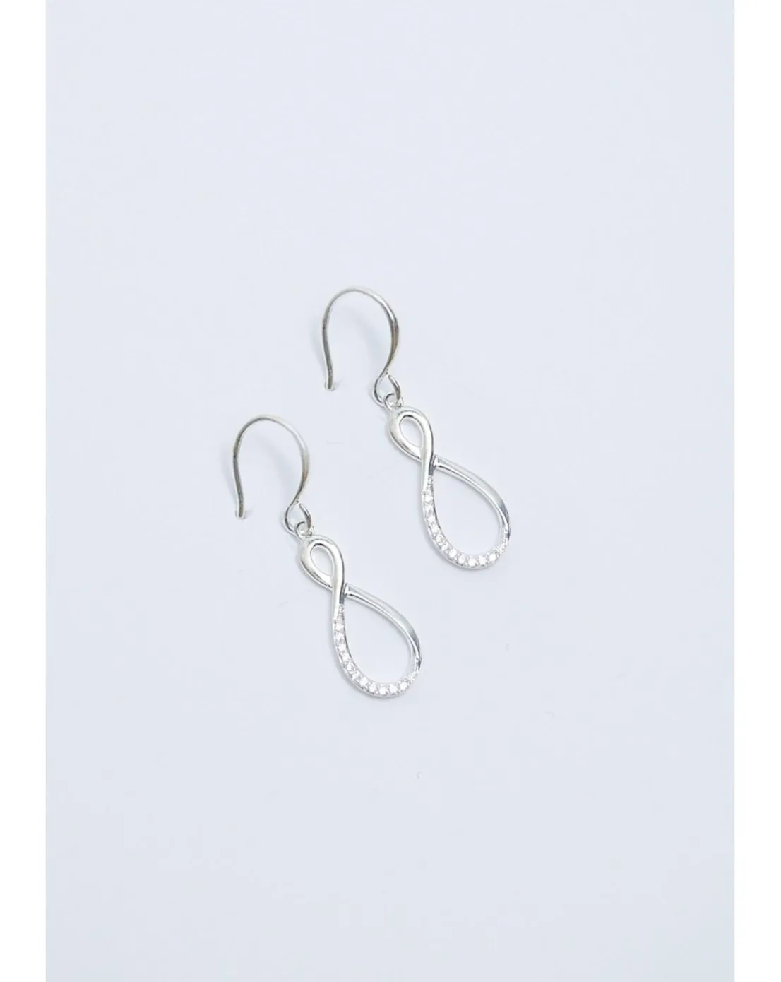 Simply Silver Sterling Silver 925 Polished And CZ Infinity Drop Earrings