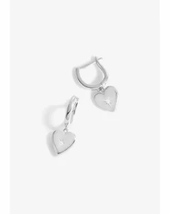 Simply Silver Sterling Silver 925 Starburst Heart Hoop Earrings