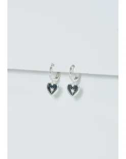Simply Silver Sterling Silver 925 Starburst Heart Hoop Earrings