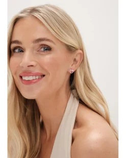 Simply Silver Sterling Silver 925 Polished and Crystal Heart Stud Earrings