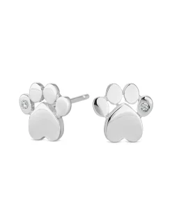 Simply Silver Sterling Silver 925 Paw Print Stud Earrings