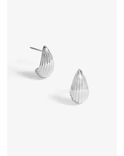 Simply Silver Sterling Silver 925 Polished Ridged Dome Hoop Earrings