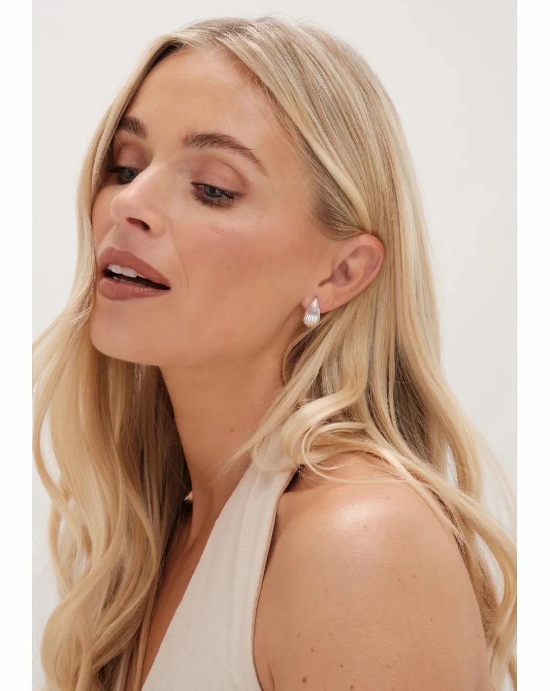 Simply Silver Sterling Silver 925 Polished Ridged Dome Hoop Earrings