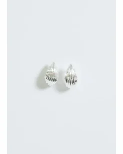 Simply Silver Sterling Silver 925 Polished Ridged Dome Hoop Earrings