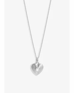 Simply Silver Sterling Silver 925 Ridged Cubic Zirconia Heart Pendant