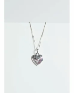 Simply Silver Sterling Silver 925 Ridged Cubic Zirconia Heart Pendant