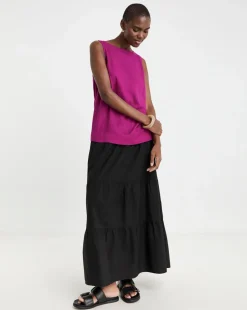 Slash Neck Linen Mix Shell Top