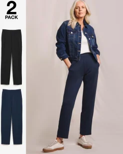 Slimma 2 Pack Pull On Tapered Trousers Extra Short