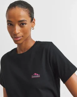 Snowdonia Black Chest Print T-Shirt