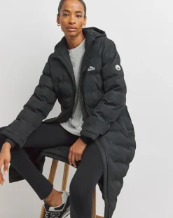 Snowdonia Black Showerproof Long Padded Jacket