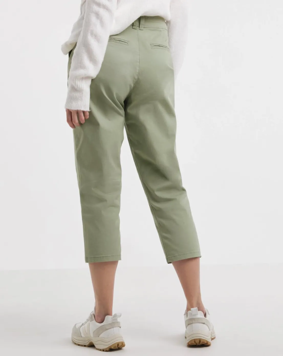 Soft Khaki Stretch Cropped Chino Trouser