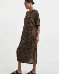 Soft Touch Half Sleeve Midi T-Shirt Dress