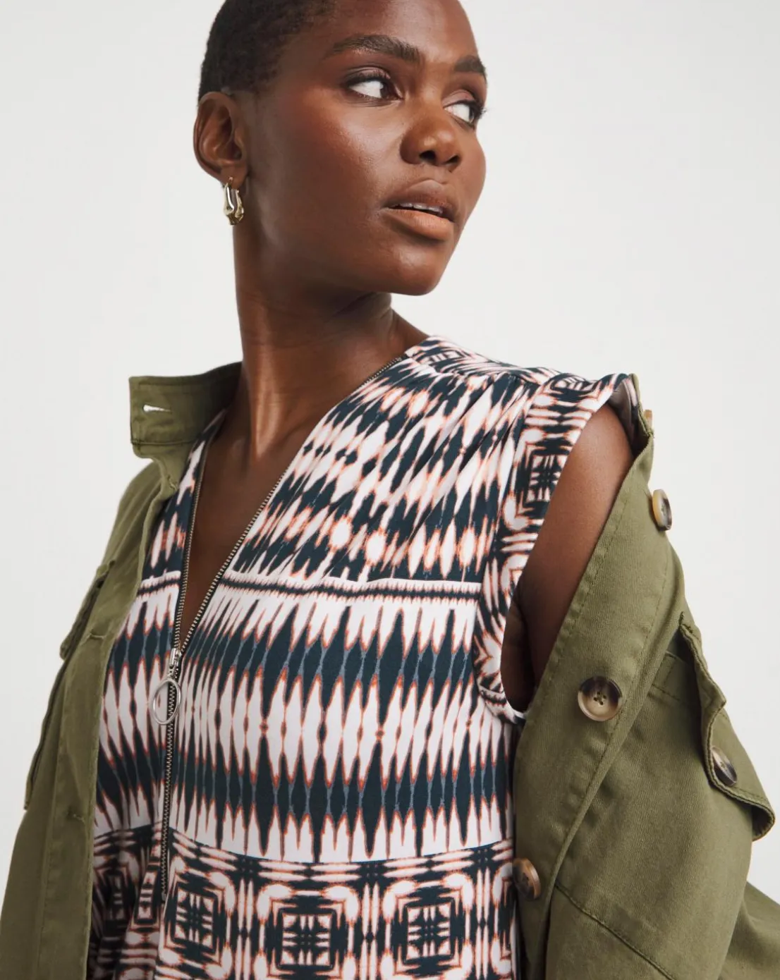 Soft Touch Jersey Midi Dress With Zip Front