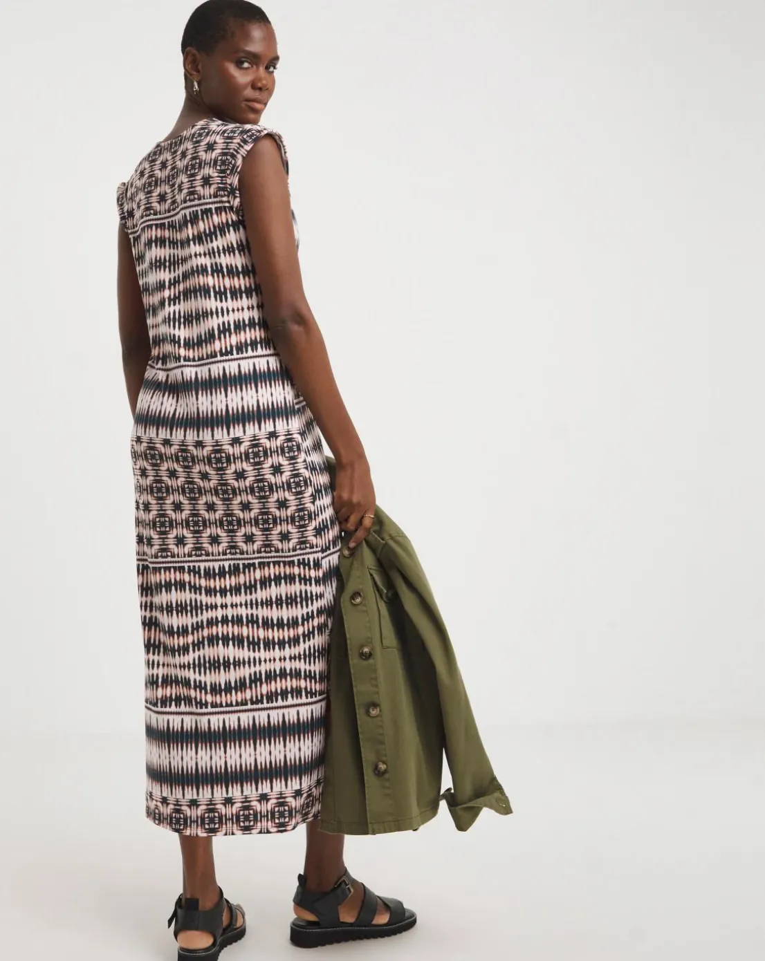 Soft Touch Jersey Midi Dress With Zip Front