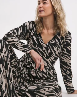 Soft Touch Long Sleeve Notch Neck Dress