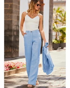 Sosandar 100% Linen Wide Leg