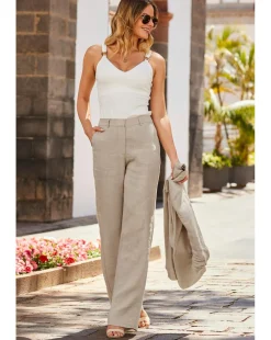 Sosandar 100% Linen Wide Leg