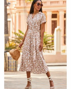 Sosandar Abstract Print Belted Shirt Dress