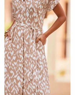 Sosandar Abstract Print Belted Shirt Dress