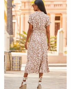 Sosandar Abstract Print Belted Shirt Dress