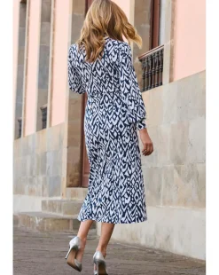 Sosandar Abstract Print Twist Detail Jersey Midi Dress