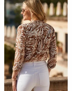 Sosandar Animal Print Relaxed Utility Shirt