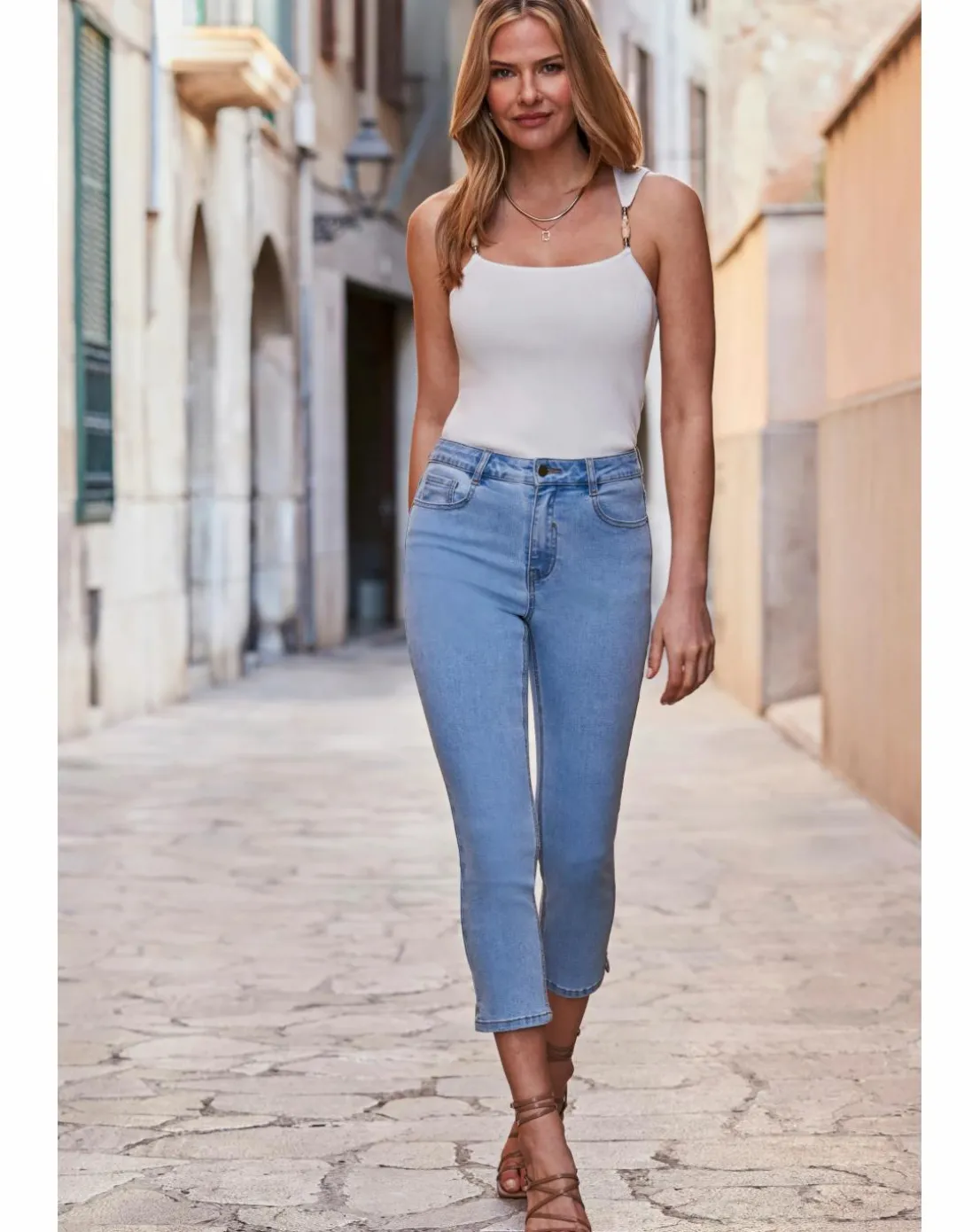 Sosandar Bead Detail Strappy Knit Top