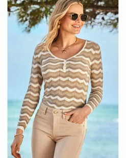 Sosandar Chevron Stripe Square Neck Jumper