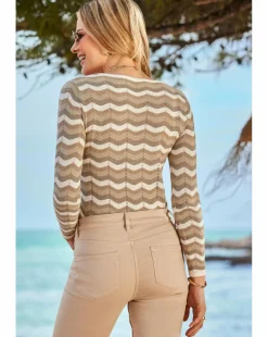 Sosandar Chevron Stripe Square Neck Jumper