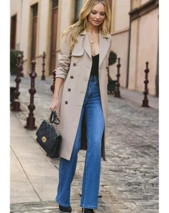 Sosandar Double Breasted Animal Lined Trench