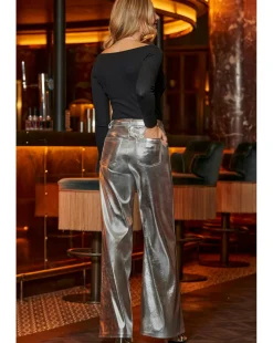 Sosandar Faux Leather Palazzo Trouser