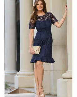 Sosandar Geo Lace Fit & Flare Dress