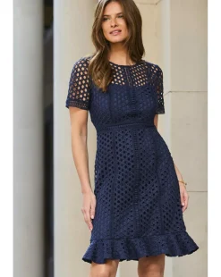 Sosandar Geo Lace Fit & Flare Dress