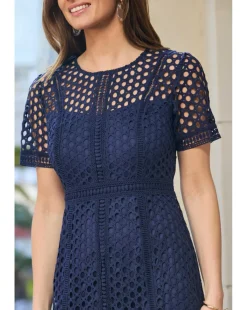 Sosandar Geo Lace Fit & Flare Dress