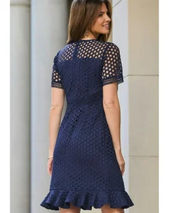 Sosandar Geo Lace Fit & Flare Dress