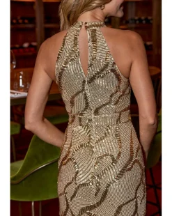 Sosandar Halterneck Sequin Midaxi Dress