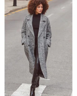 Sosandar Herringbone Mixed Wool Coat