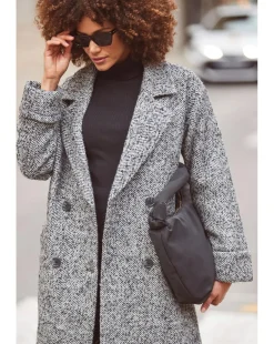 Sosandar Herringbone Mixed Wool Coat