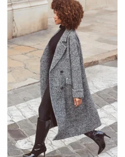 Sosandar Herringbone Mixed Wool Coat
