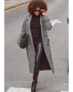 Sosandar Herringbone Mixed Wool Coat